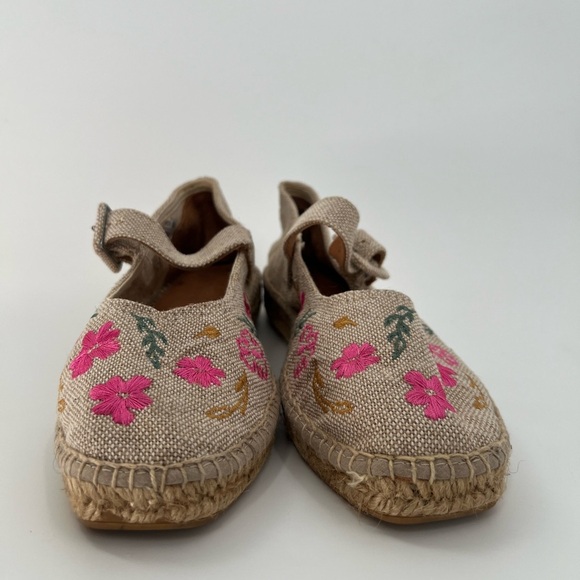 Naguisa Miru Canvas Floral Embroidered Strap Jute Espadrille Flats - Picture 2 of 8